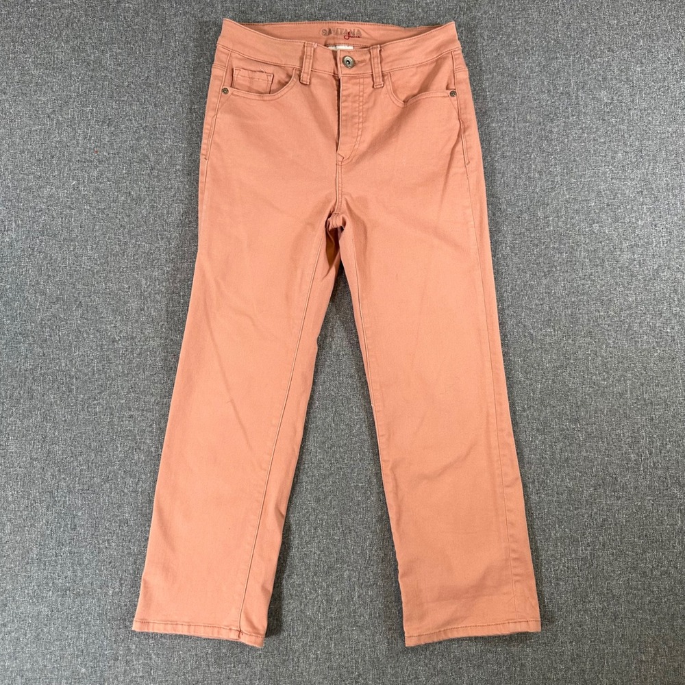 Santana Jeans Pants Womens 8 Straight Leg Salmon Stretch Embroidered 1867-104